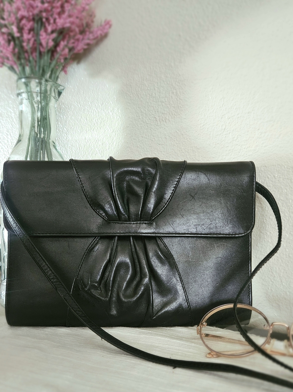 Vintage Black Leather Shoulder Bag